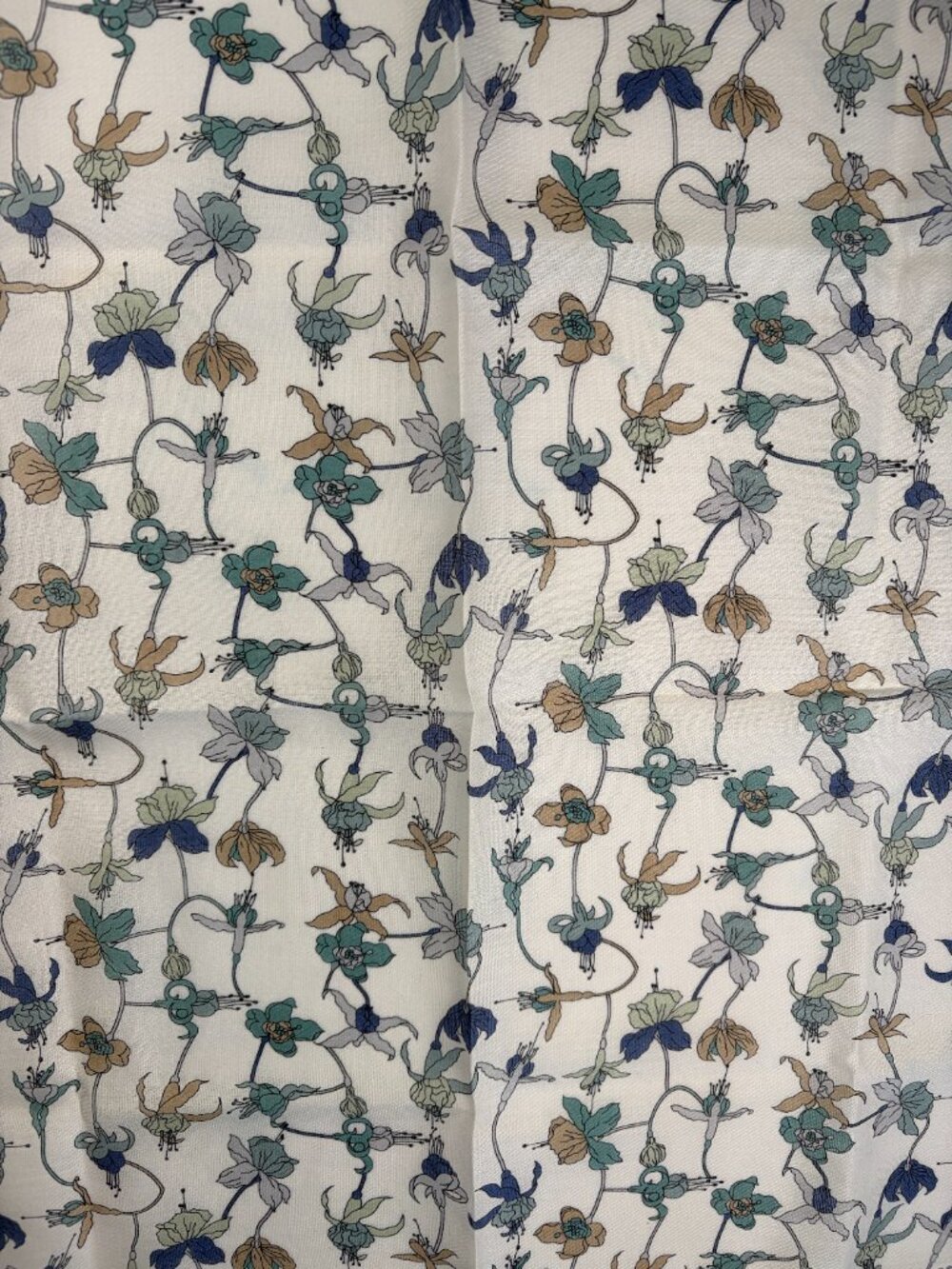 Liberty of London Cotton Floral Scarf Blue Ivory 20" - Picture 5 of 15